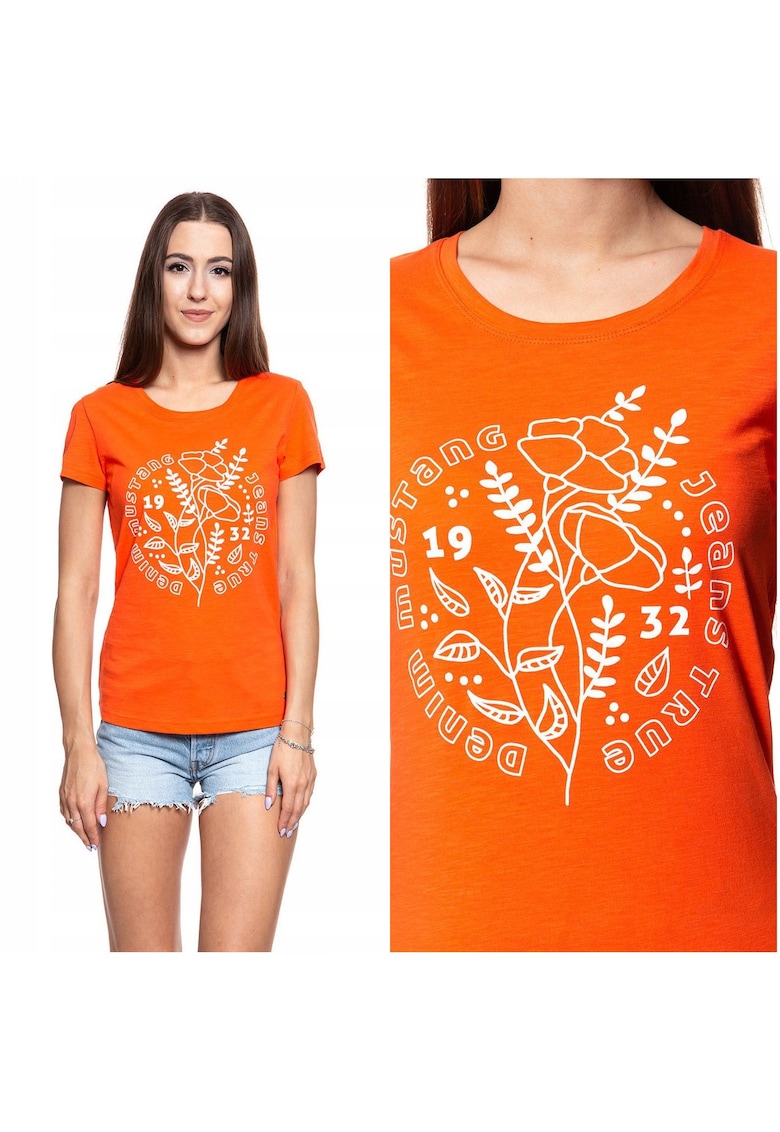 Tricou Dama - Alexia C - Marime S - Bumbac - Maneca Scurta - Slim Fit - Fara Buzunare - High-Quality - Portocaliu