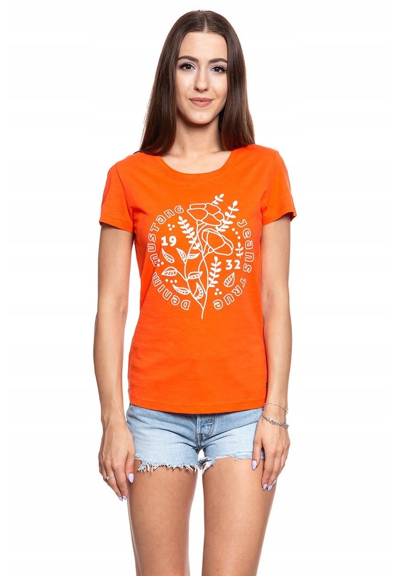 Tricou Dama - Alexia C - Marime S - Bumbac - Maneca Scurta - Slim Fit - Fara Buzunare - High-Quality - Portocaliu