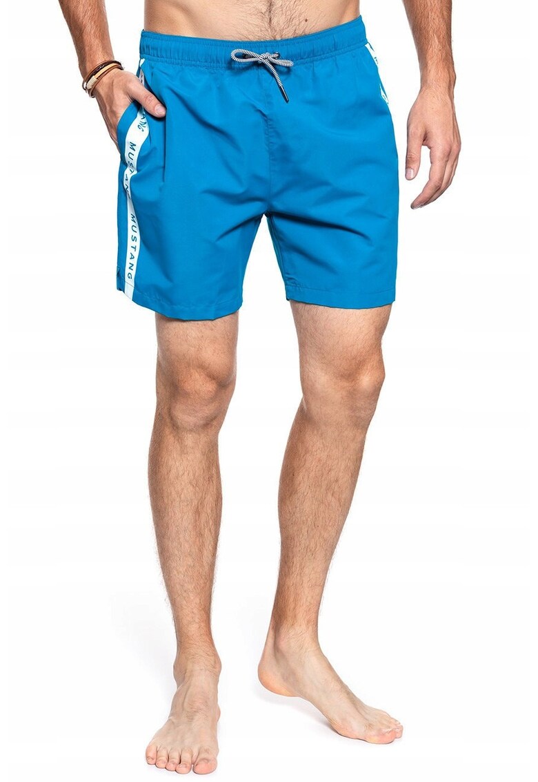 Costum De Baie Pentru Barbati - Simon M - Poliester - 3 Buzunare - Talie Elastica Cu Snur De Ajustare - Regular Fit - Imbracaminte De Plaja - Fara Model - Albastru