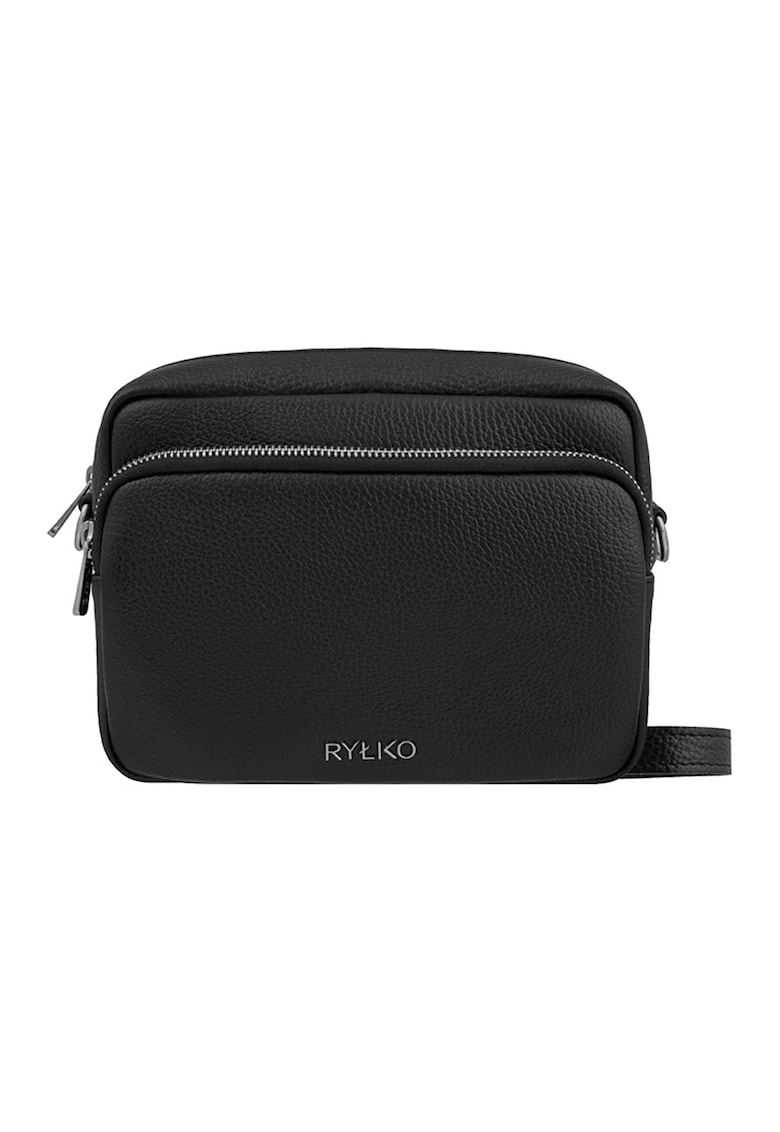 Geanta crossbody de piele cu bareta ajustabila - Negru