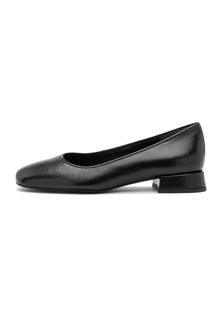 Pantofi de piele intoarsa cu toc patrat Marla - Negru