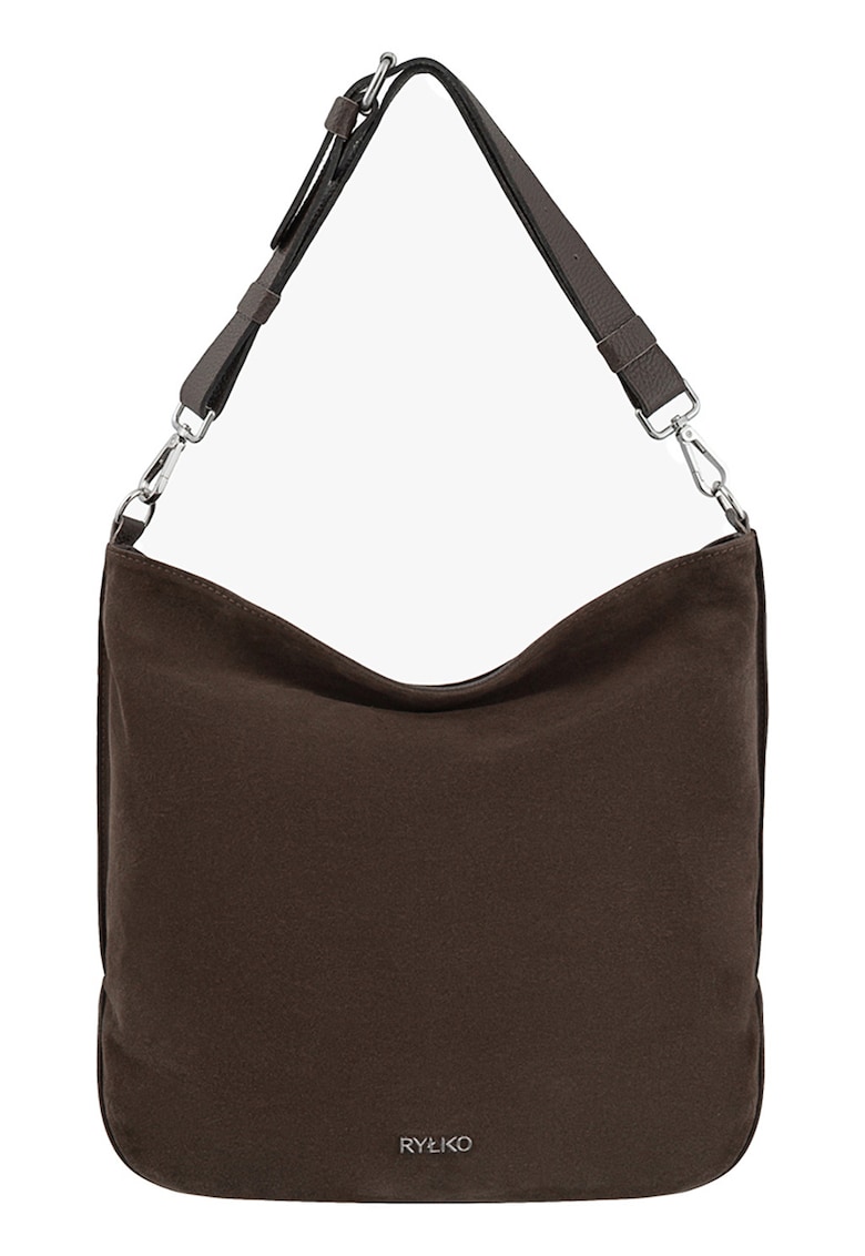 Geanta hobo de piele intoarsa si piele