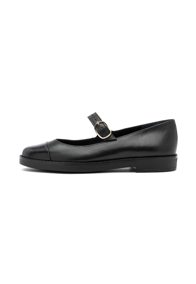 Balerini Mary Jane din piele - Negru