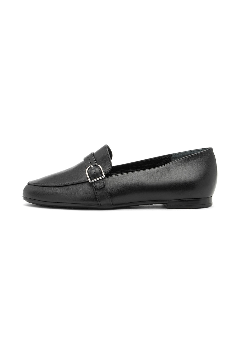Pantofi loafer uni de piele - Negru