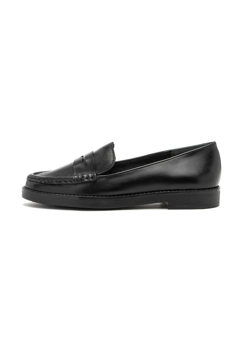Pantofi loafer uni de piele intoarsa Kinga - Negru