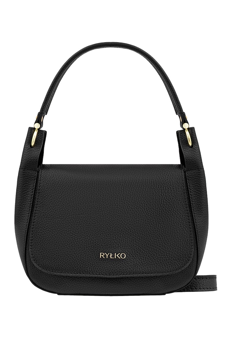 Geanta din piele cu maner si logo