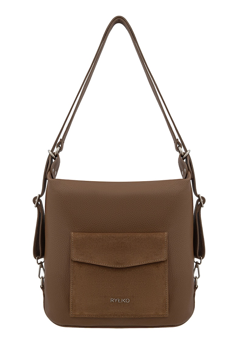 Geanta hobo din piele cu buzunar cu clapa