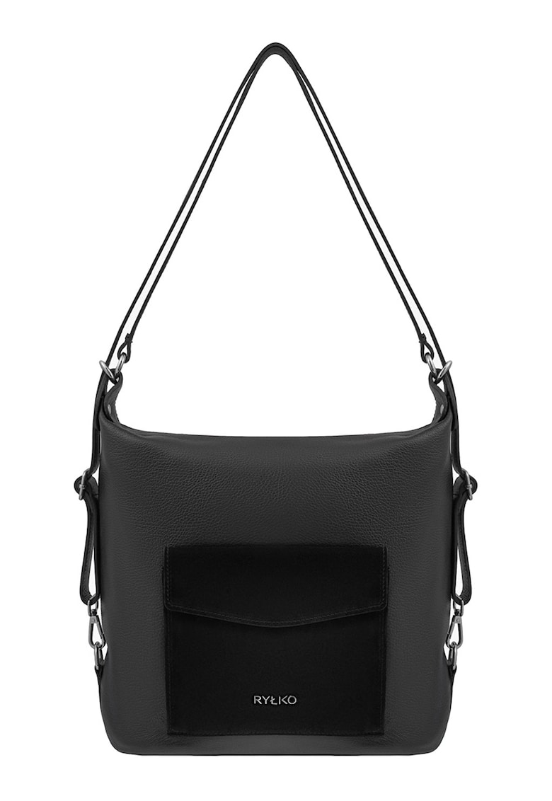 Geanta hobo din piele cu buzunar cu clapa