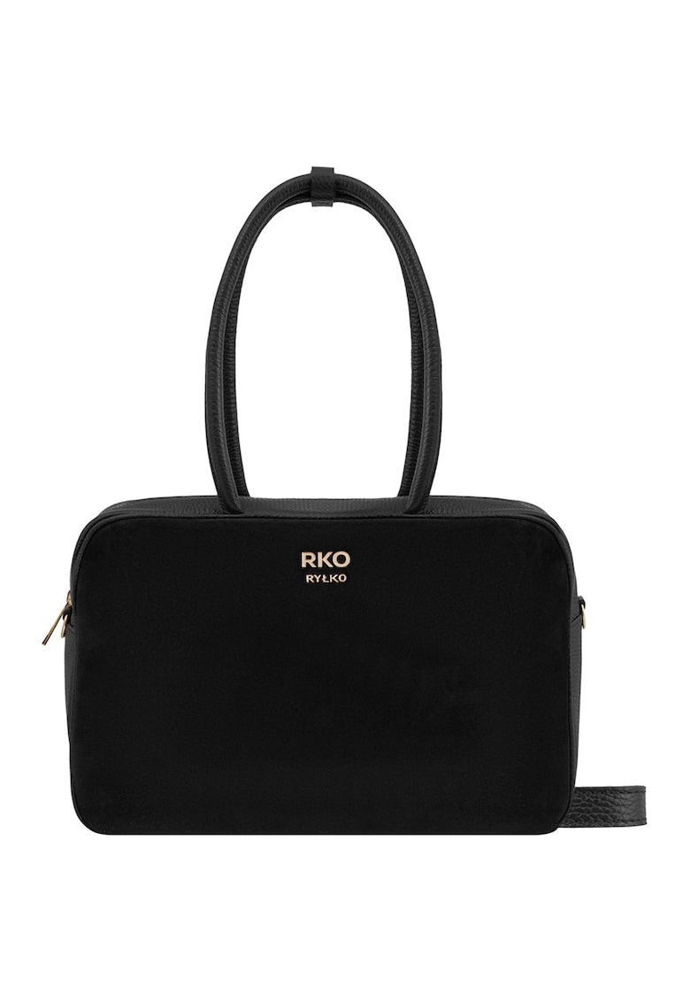 Geanta de piele si piele intoarsa cu bareta de umar