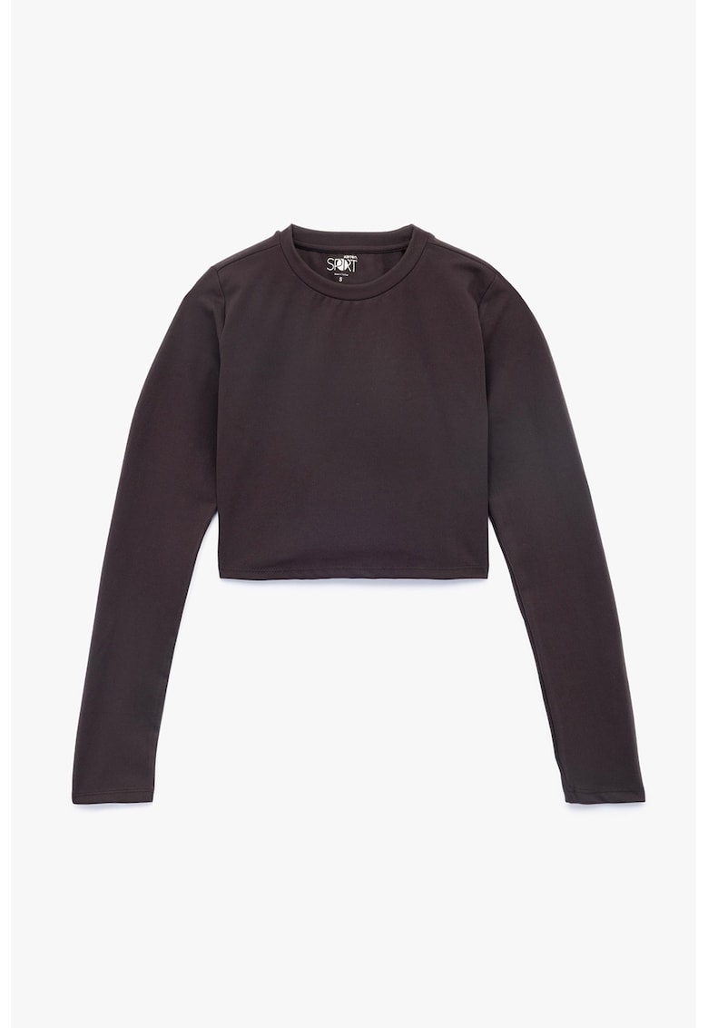 Bluza crop cu decolteu la baza gatului