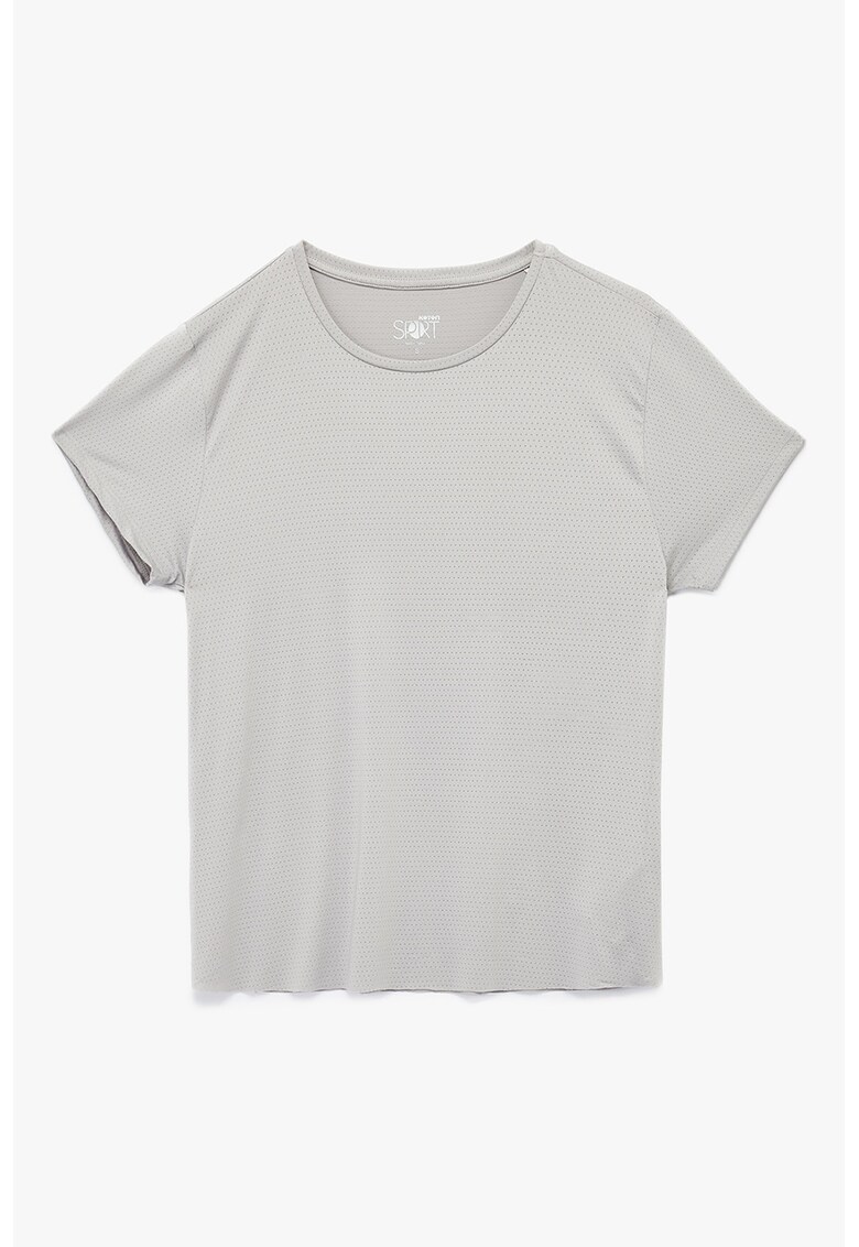 Tricou uni cu croiala lejera - Gri deschis