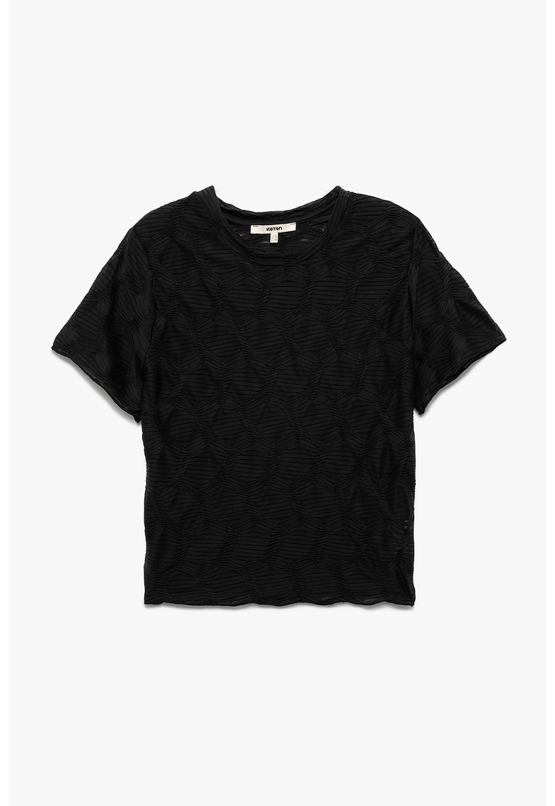 Koton Tricou crop texturat - Negru