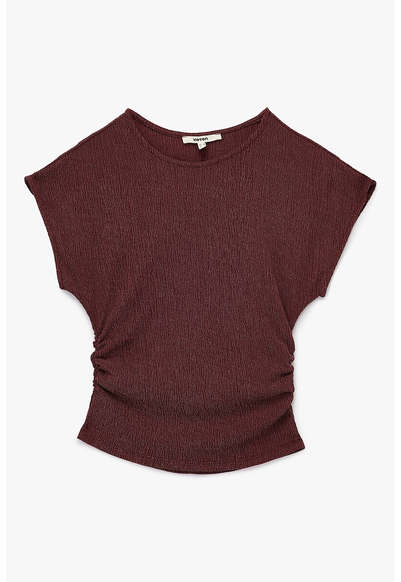 Tricou cu decolteu rotund si fronseuri laterale