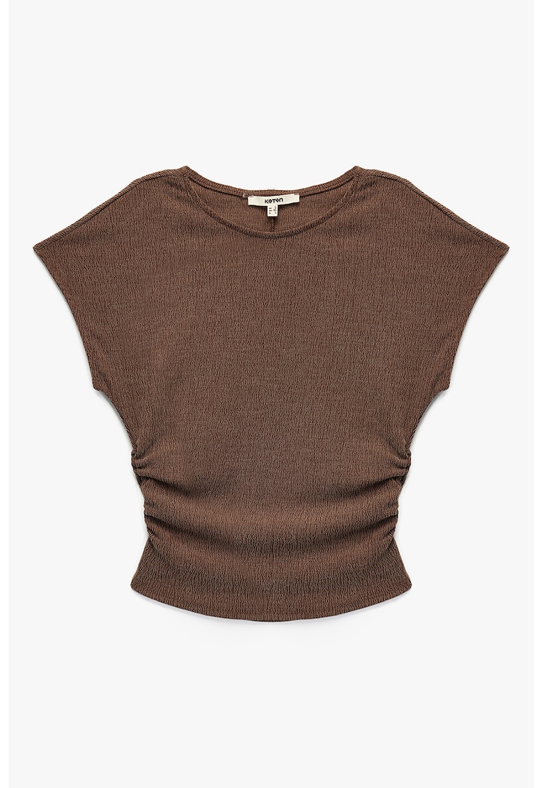 Tricou cu decolteu rotund si fronseuri laterale