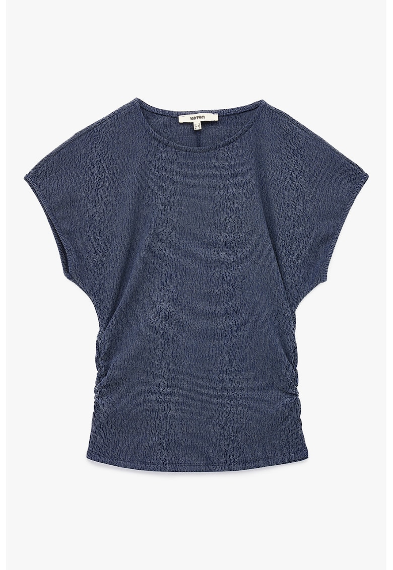 Tricou cu decolteu rotund si fronseuri laterale