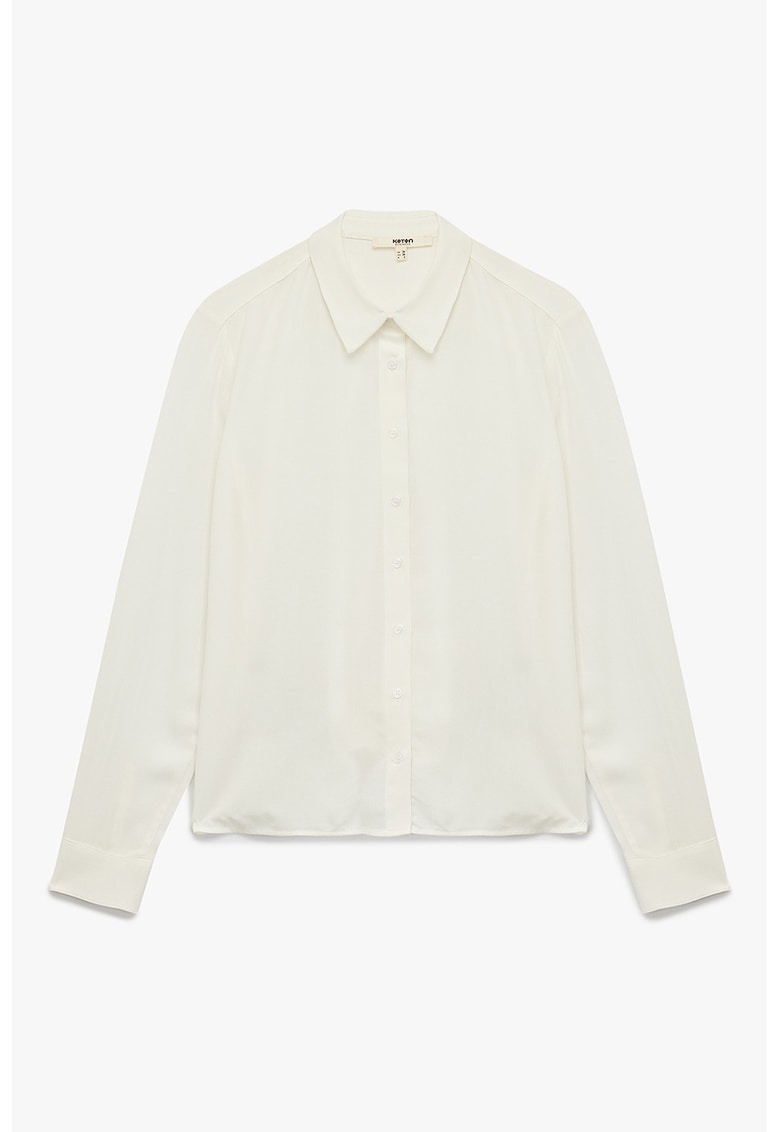 Camasa cu maneci lungi si guler clasic - Alb fildes