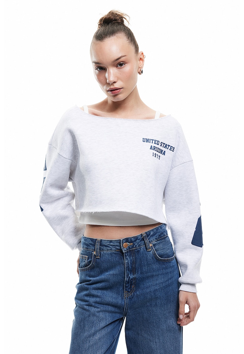 Bluza de trening crop cu croiala lejera Bluza de trening crop cu croiala lejera