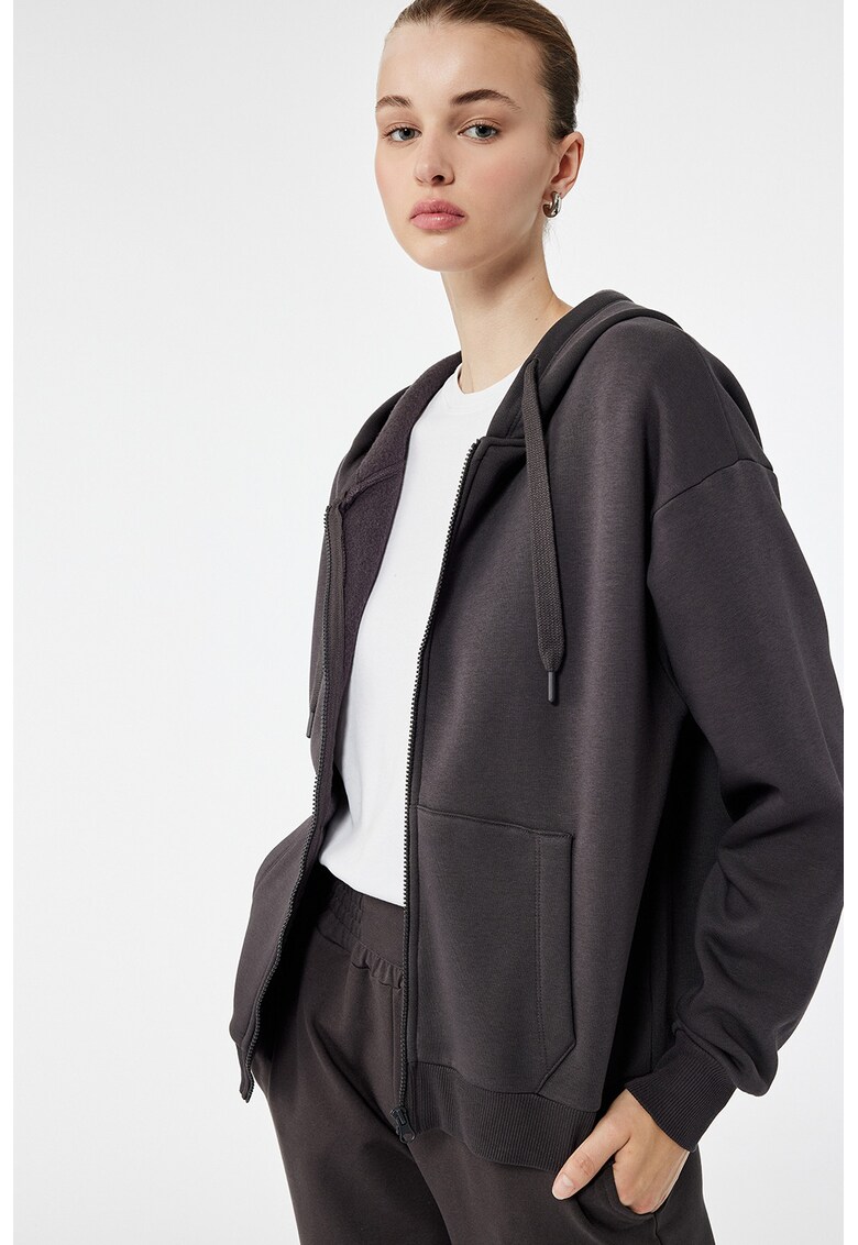 Hanorac cu maneci cazute - Gri antracit