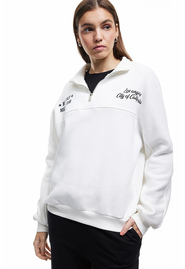 Bluza de trening supradimensionata cu imprimeu text pe partea din spate