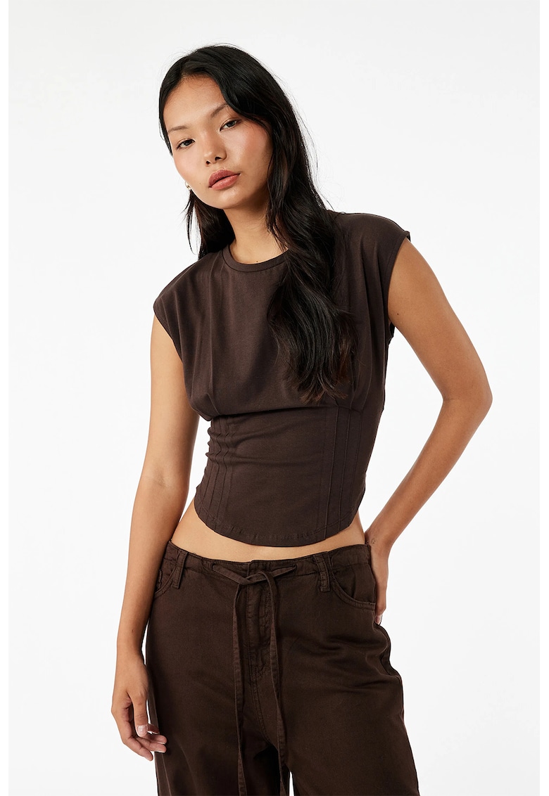 Tricou din amestec de bumbac cu pliuri