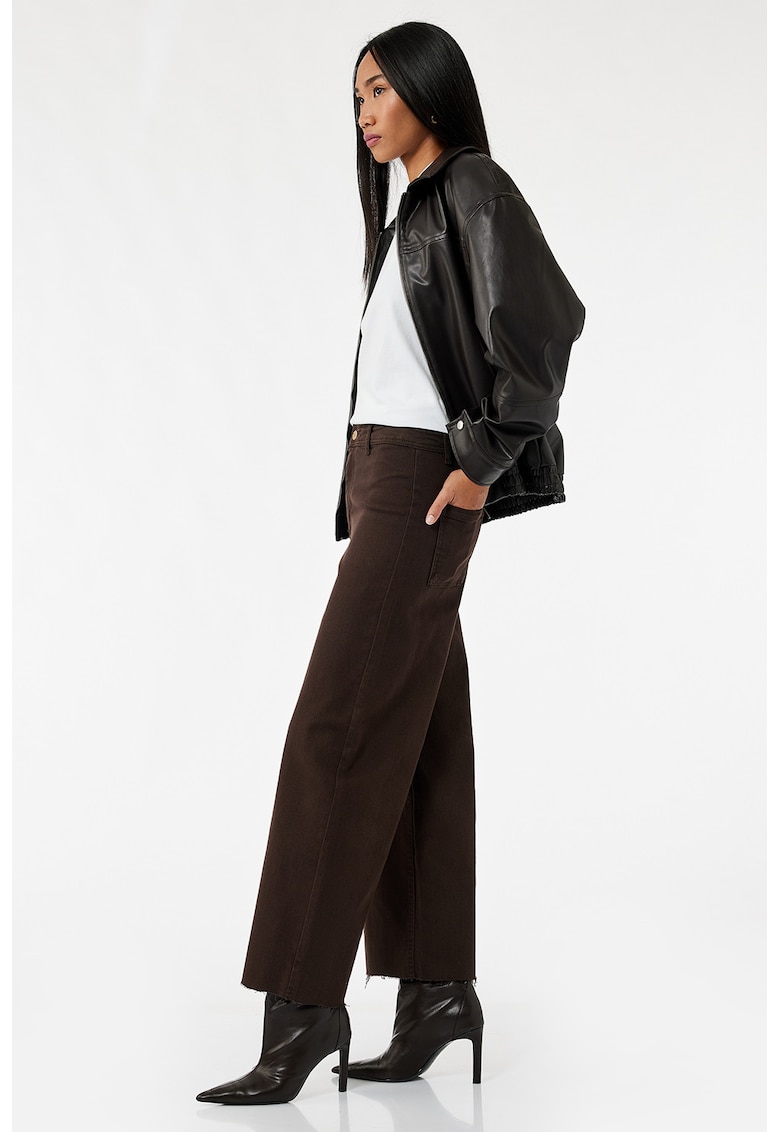 Blugi crop drepti cu talie inalta