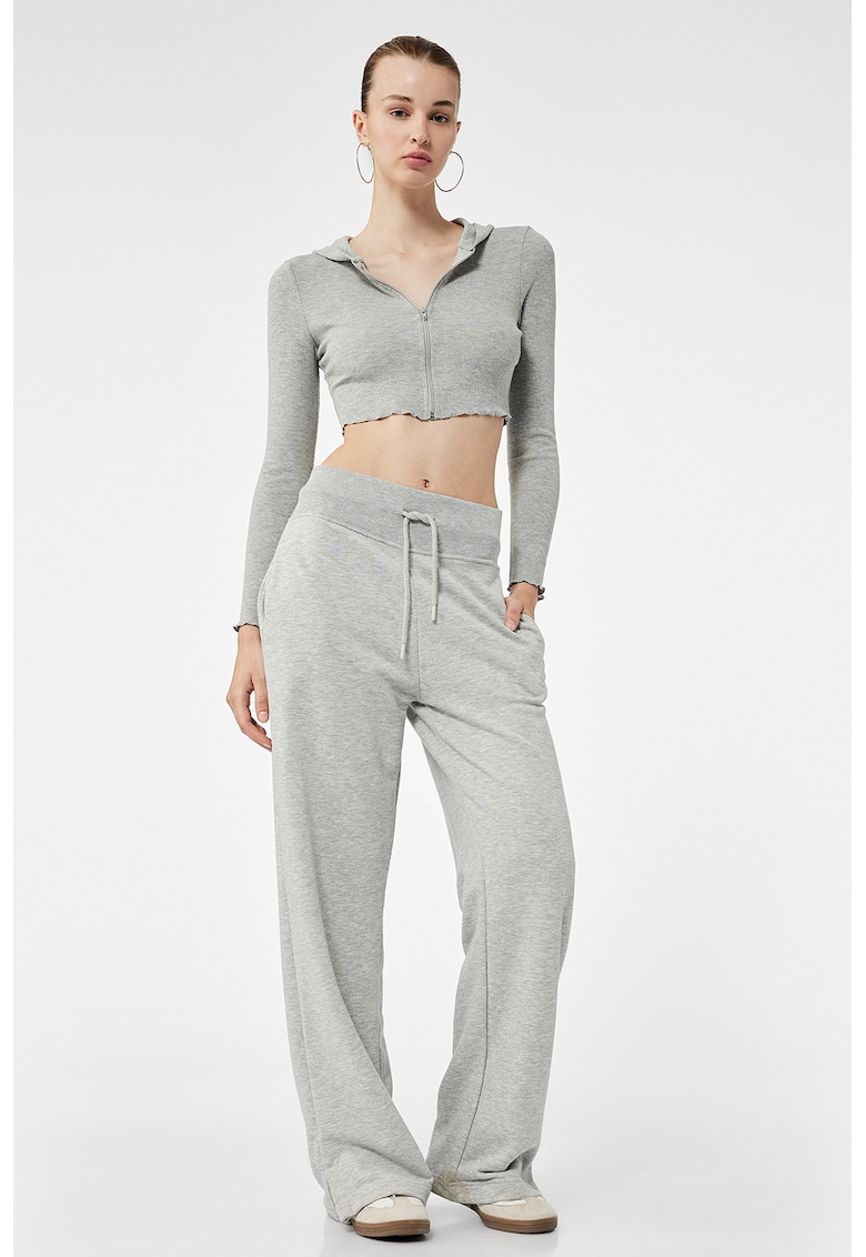 Hanorac crop cu fermoar