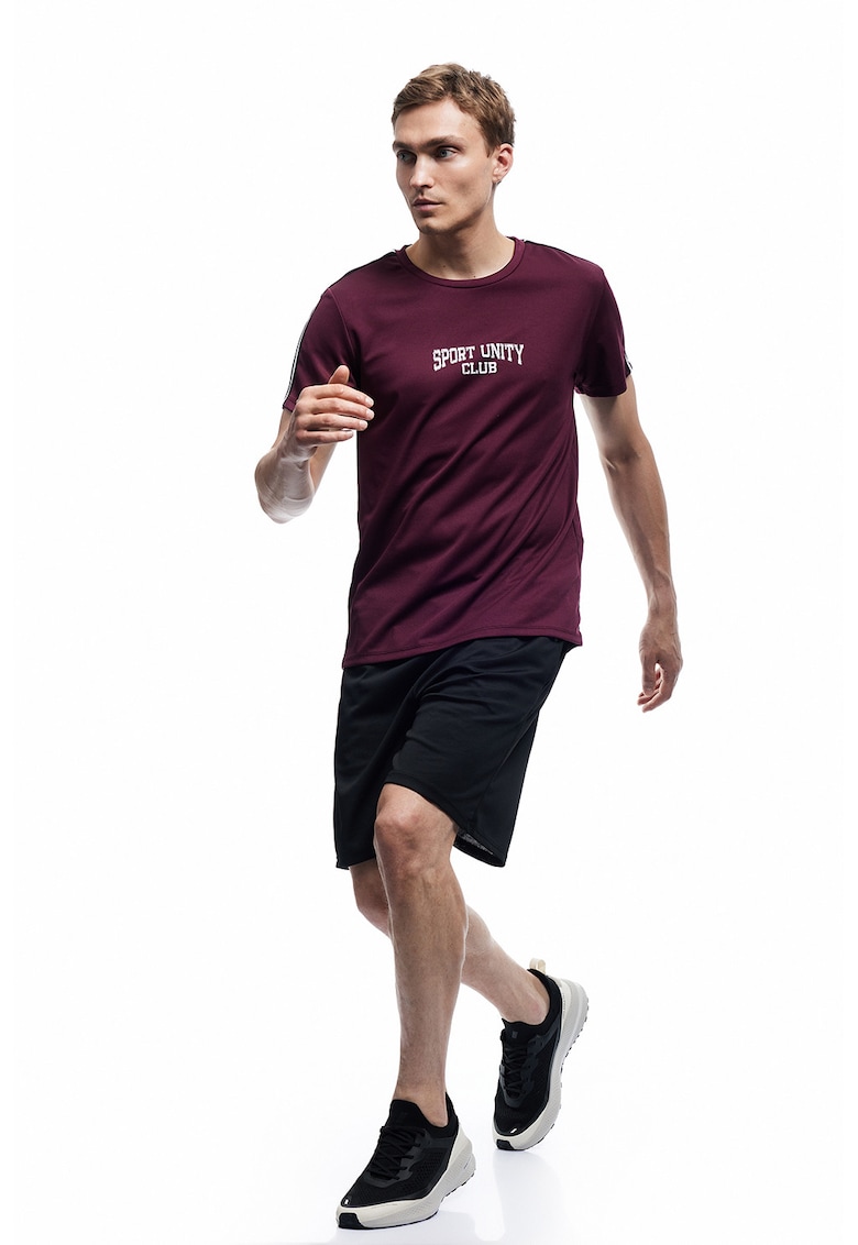 Tricou regular fit cu imprimeu text - Alb/Rosu inchis