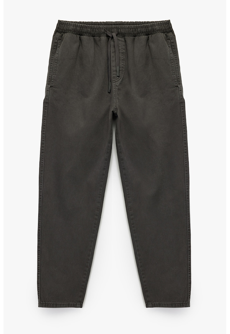 Pantaloni relaxed fit din bumbac cu talie medie