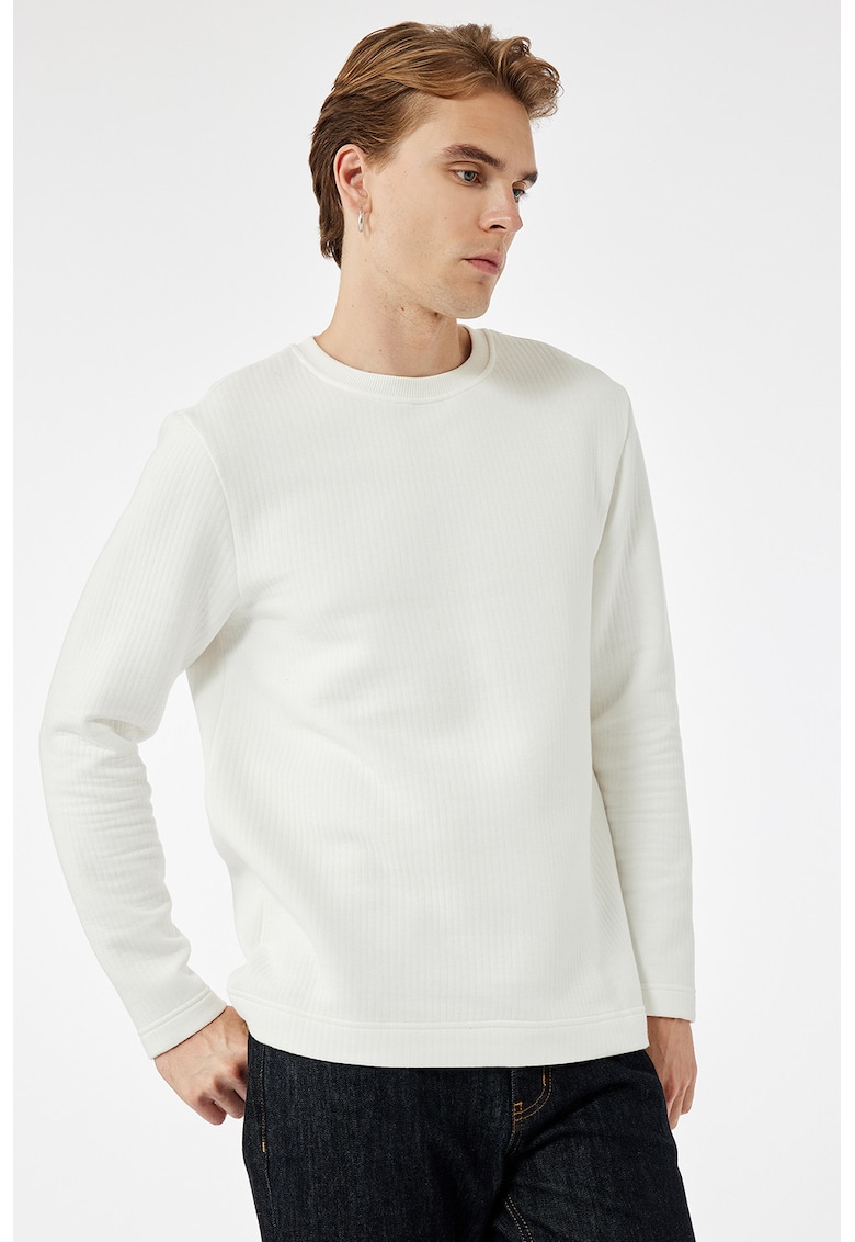 Pulover din amestec de bumbac cu model uni