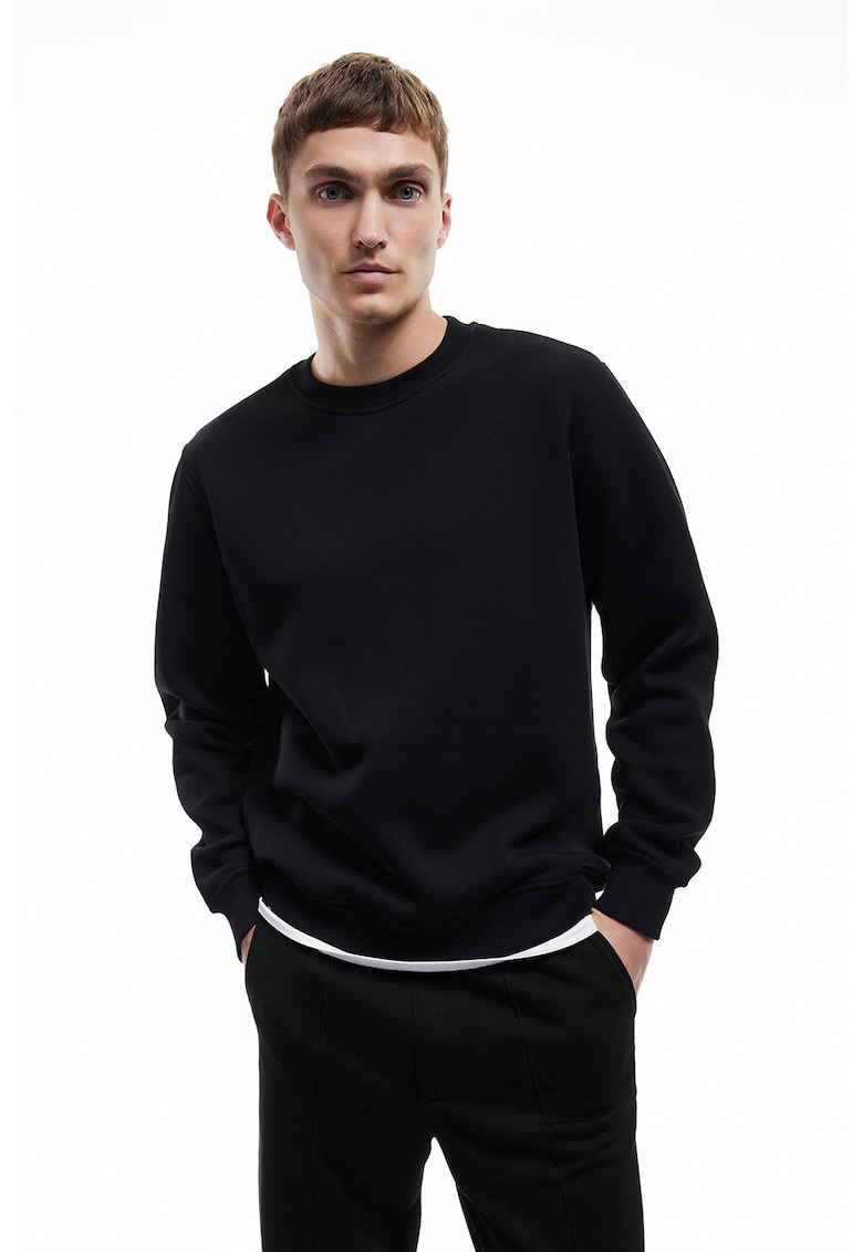 Bluza de trening cu decolteu la baza gatului si garnituri contrastante