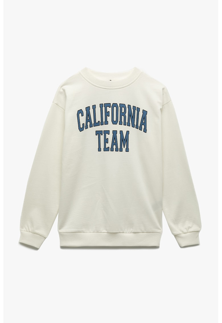 Bluza de trening cu decolteu la baza gatului si imprimeu text