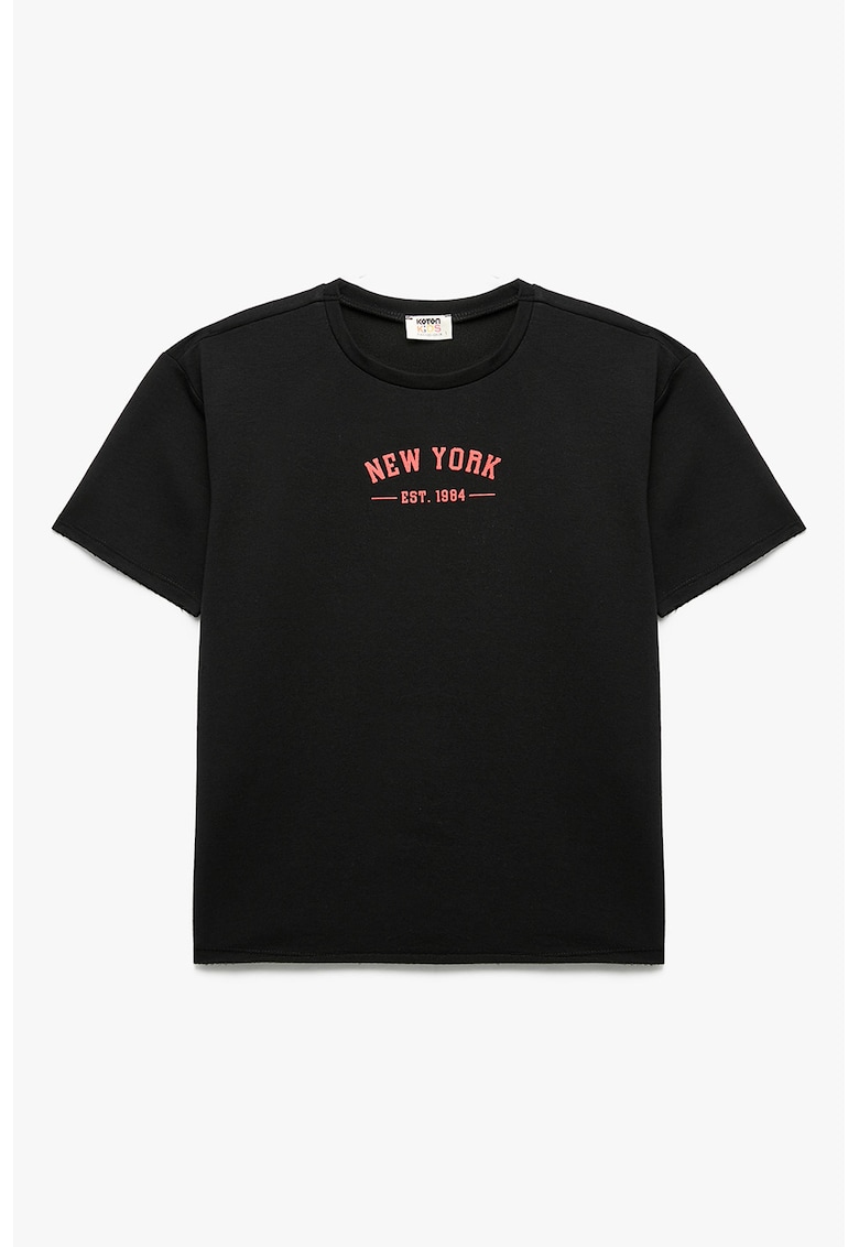 Tricou din amestec de bumbac cu imprimeu - Rosu/Negru