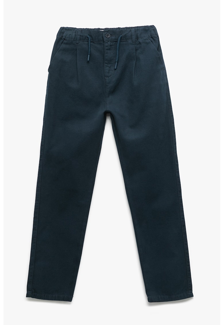 Pantaloni de bumbac cu snururi - Bleumarin