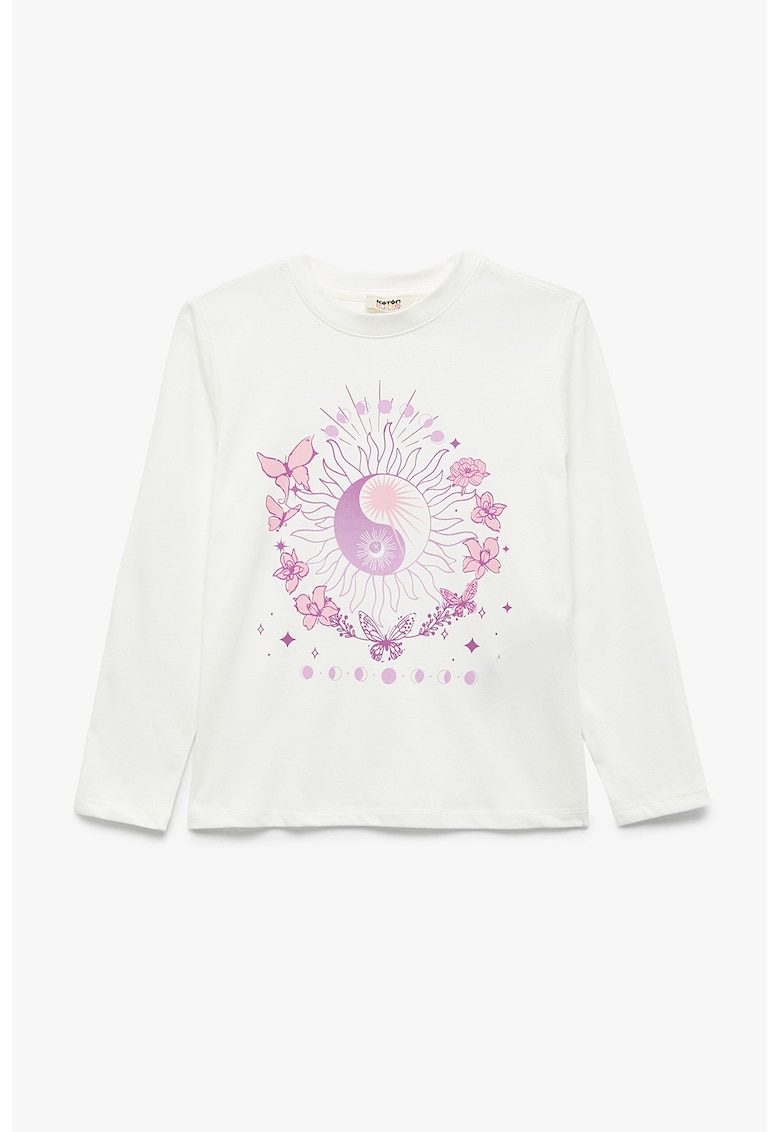 Bluza cu decolteu la baza gatului si imprimeu grafic