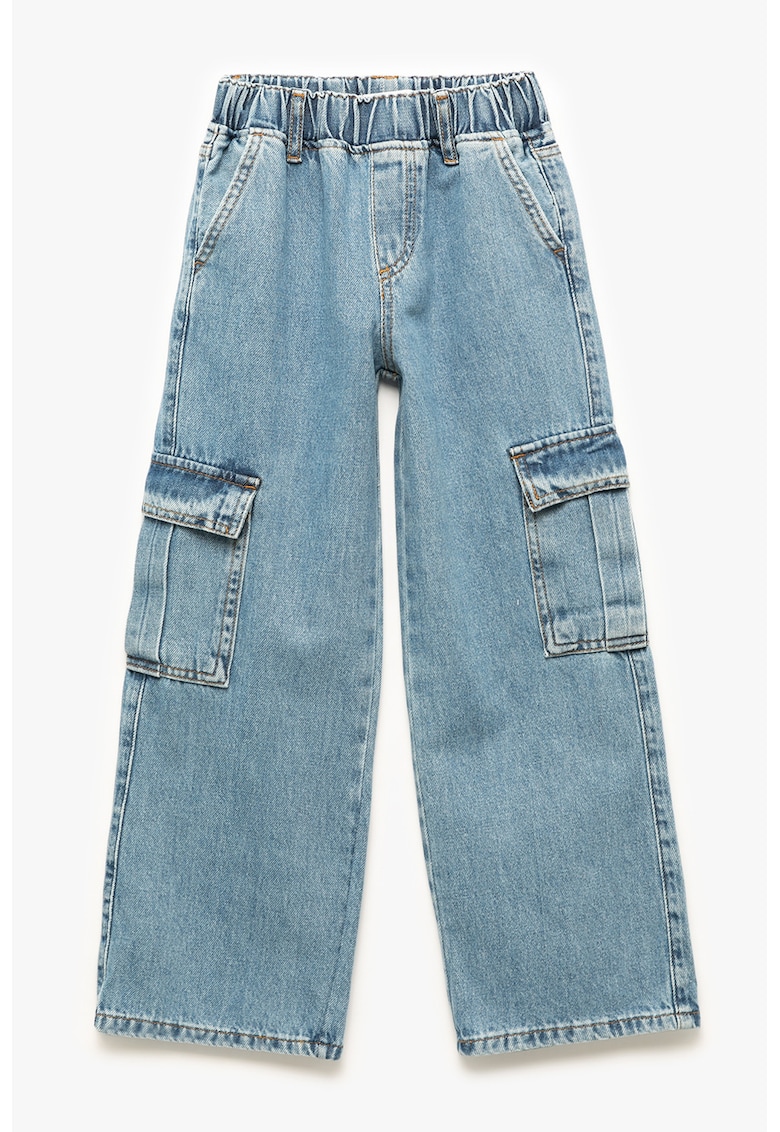 Blugi cu croiala ampla - talie elastica si buzunare cargo