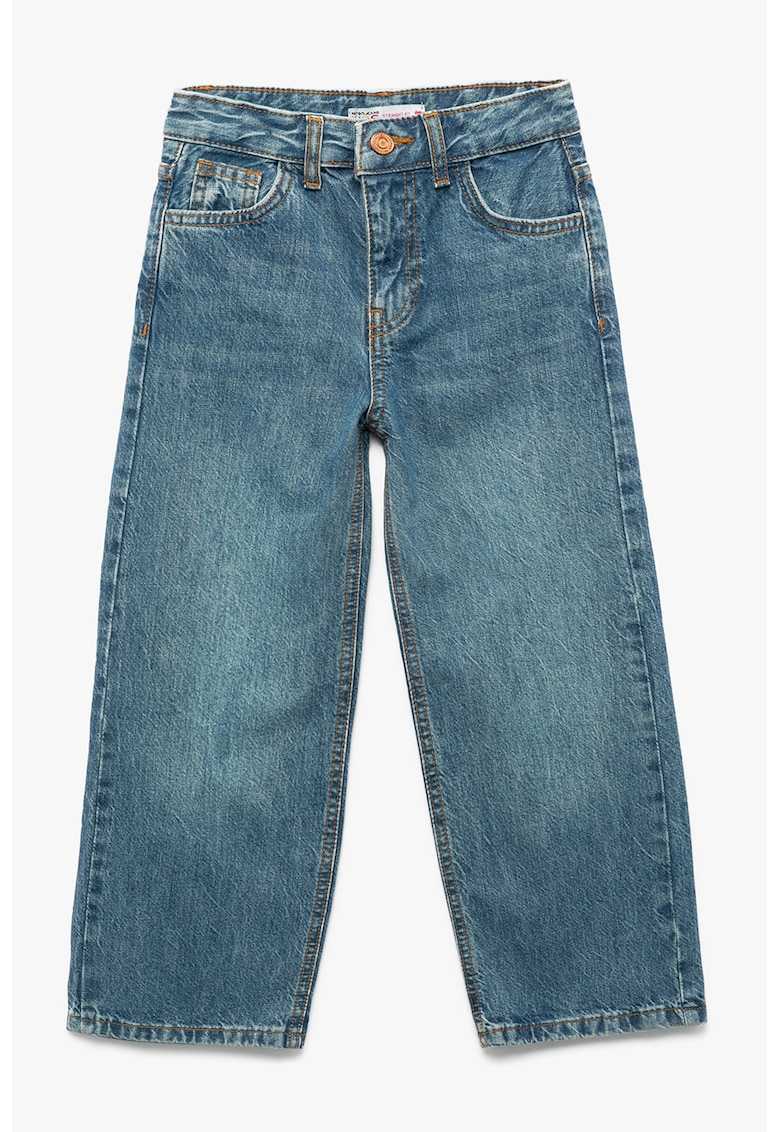 Blugi drepti de bumbac cu talie medie