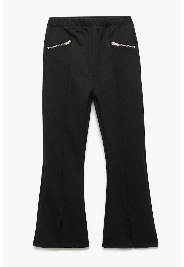 Pantaloni evazati cu model uni - Negru