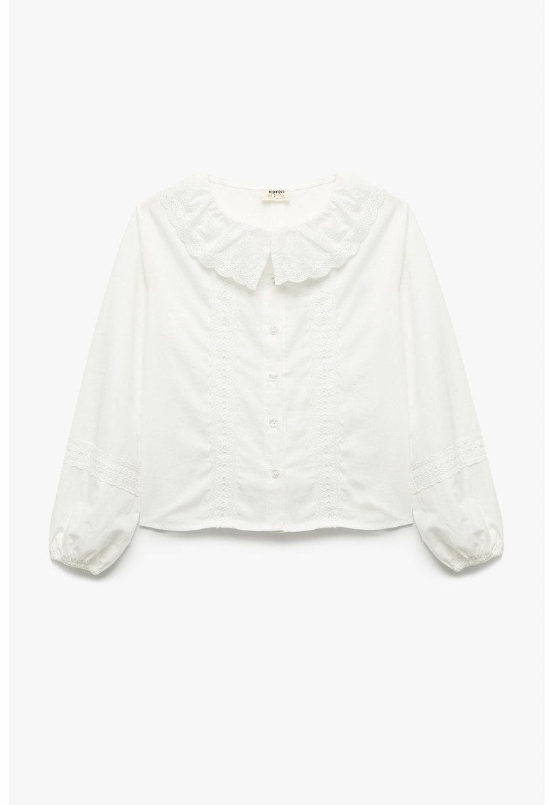 Camasa de bumbac cu guler cu volane