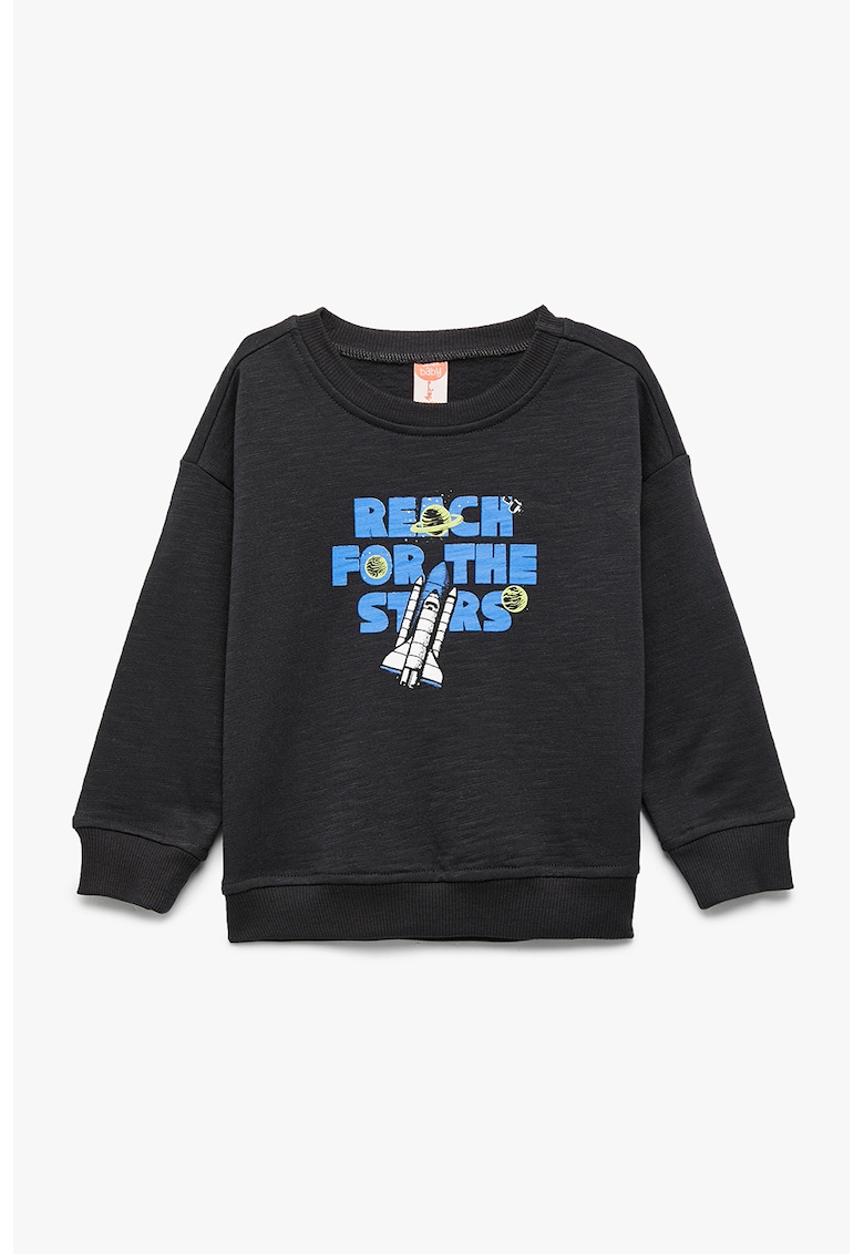 Bluza de trening din bumbac cu imprimeu grafic si model text