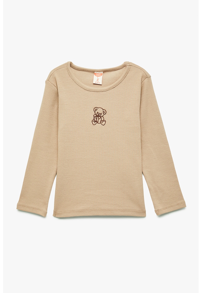 Bluza cu detaliu cu ursulet brodat