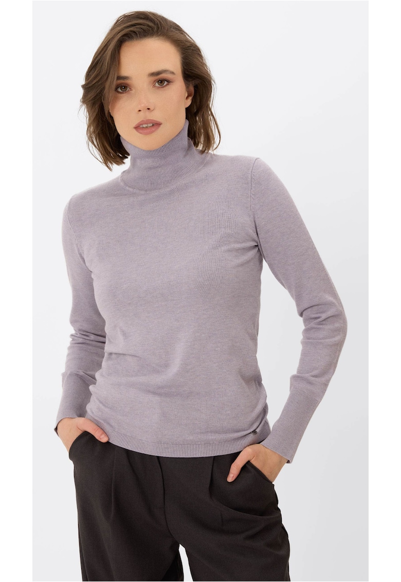 Pulover cu guler inalt S-Juli - dama - usor - violet deschis melange