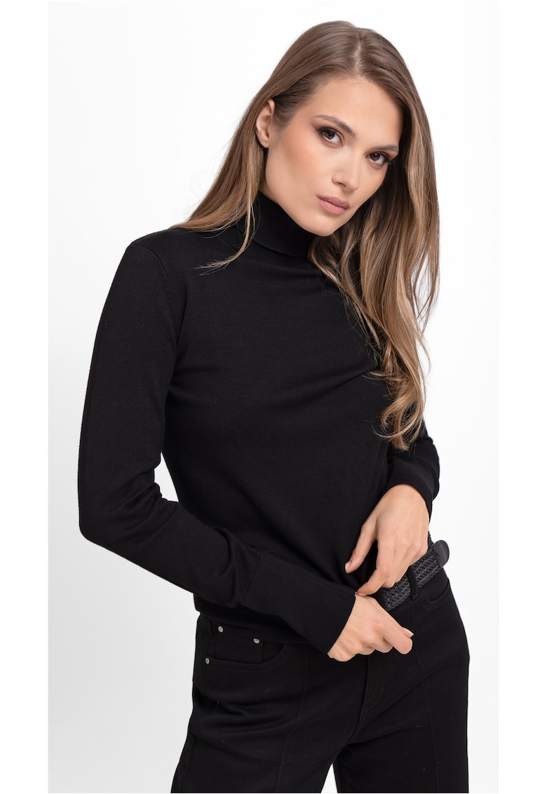 Pulover cu guler inalt S-Juli - dama - usor - negru