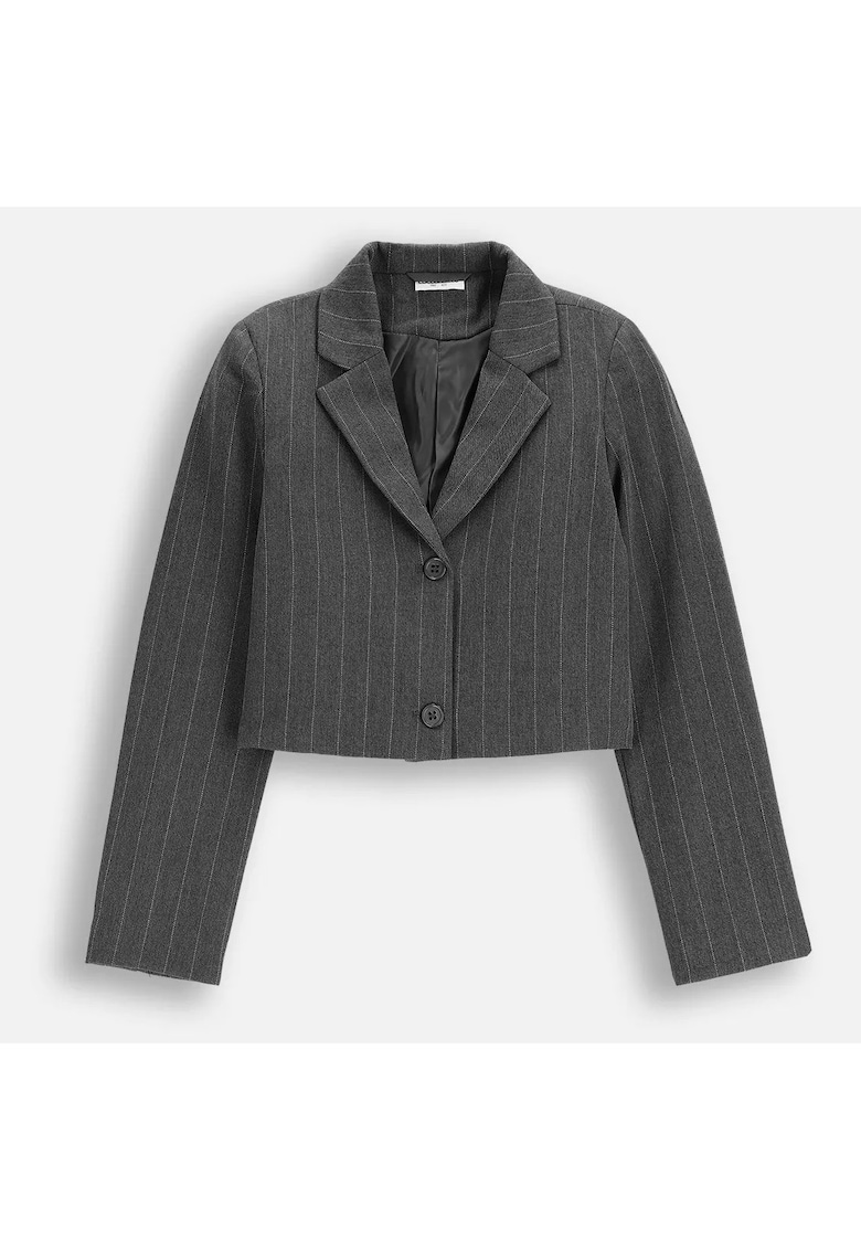Sacou pentru fete - gri - bumbac subtire - maneci lungi - guler clasic