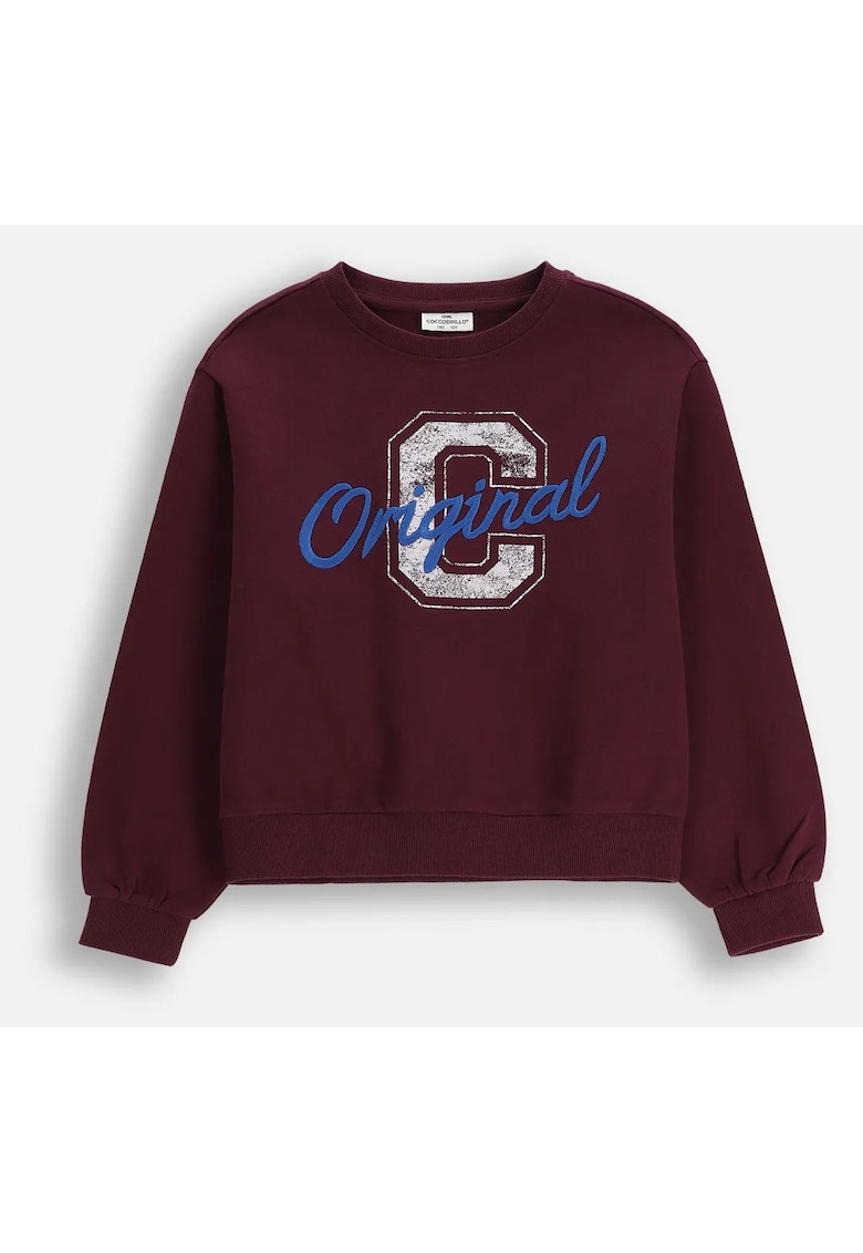 Bluza sport cu imprimeu frontal cu logo -