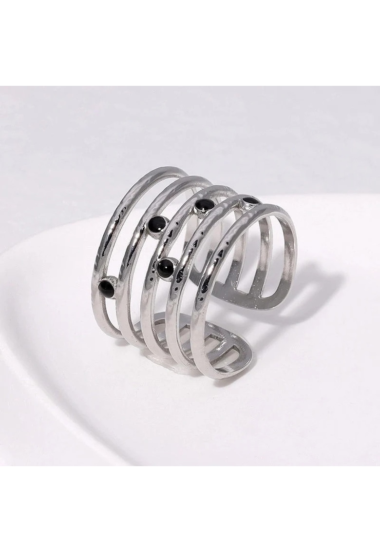 Inel argintiu - reglabil - din otel inoxidabil - suflat cu aur 18k - in straturi multiple - Pandora C8