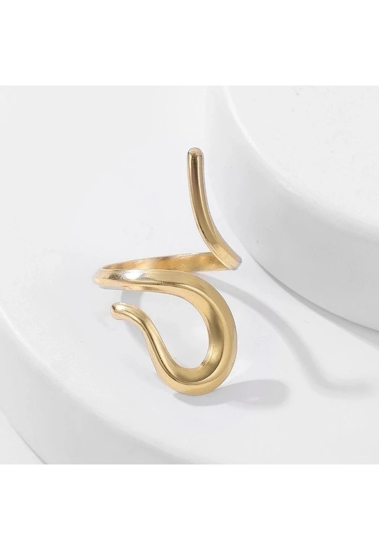 Inel auriu - reglabil - din otel inoxidabil - suflat cu aur 18k - forma de sarpe stilizat - Paulina C8