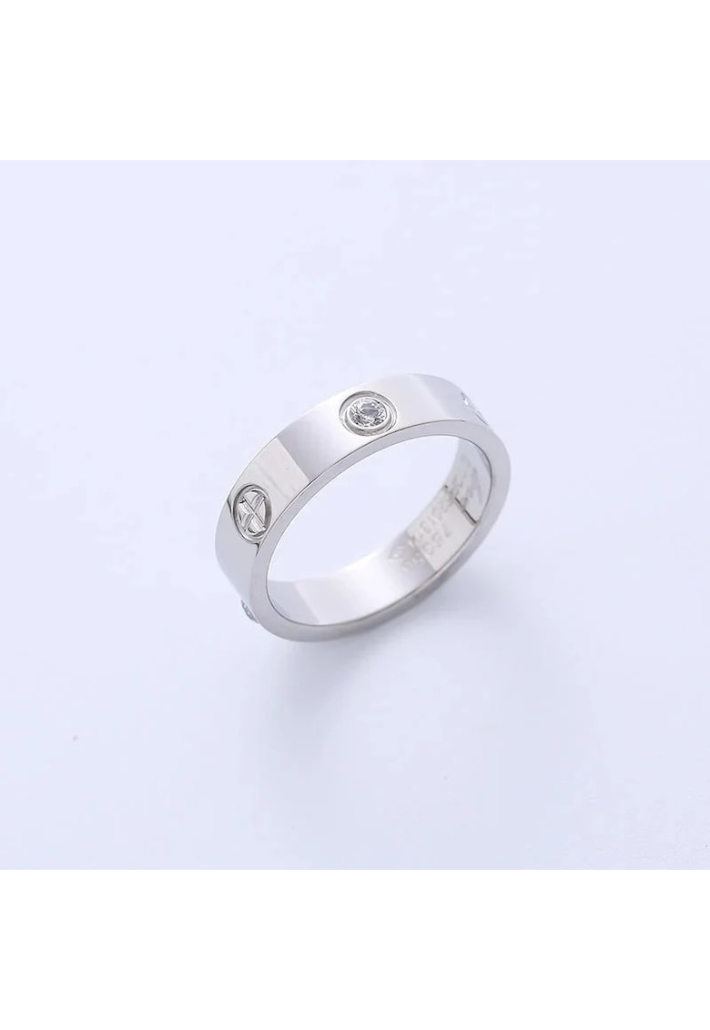 Inel argintiu - LOVE - din otel inoxidabil - suflat cu aur 18k - cu pietre din zirconiu - Percy C8 - (circumferinta: mm