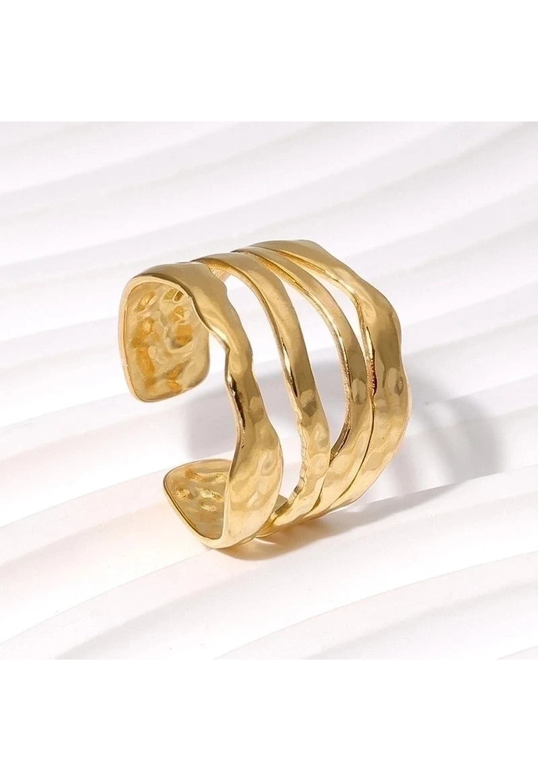 Inel auriu - reglabil - din otel inoxidabil - suflat cu aur 18k - in straturi multiple - Patricia C8