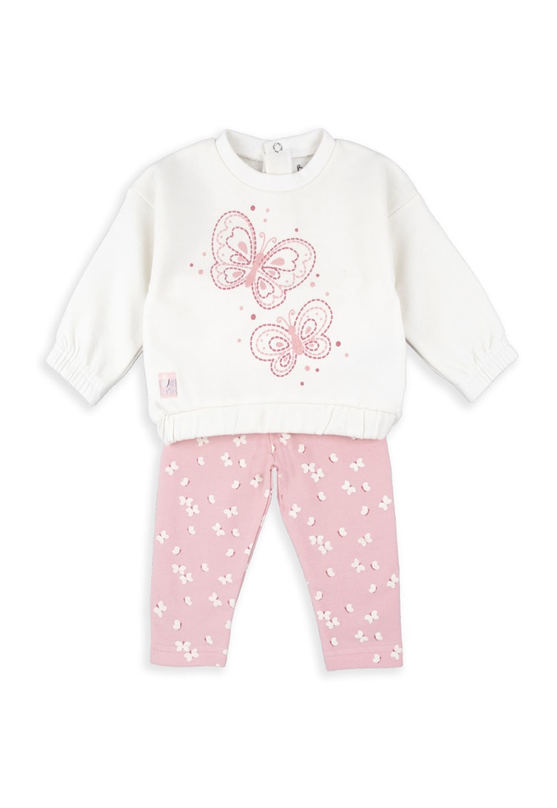 Set de bluza si pantaloni cu imprimeu fluturi - 2 piese