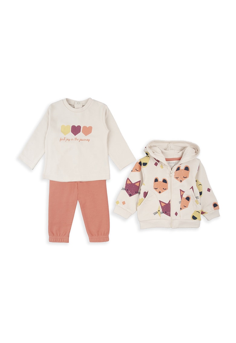 Set de bluza de trening - pantaloni si hanorac cu imprimeu - 3 piese